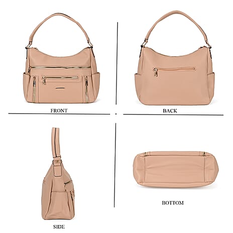 Leatherette Multipocket Crossbody Bag - Apricot