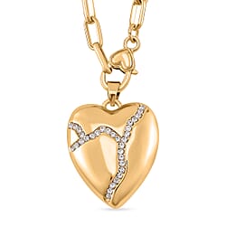 Designer Inspired - Pink Crystal Heart Necklace (Size - 24)