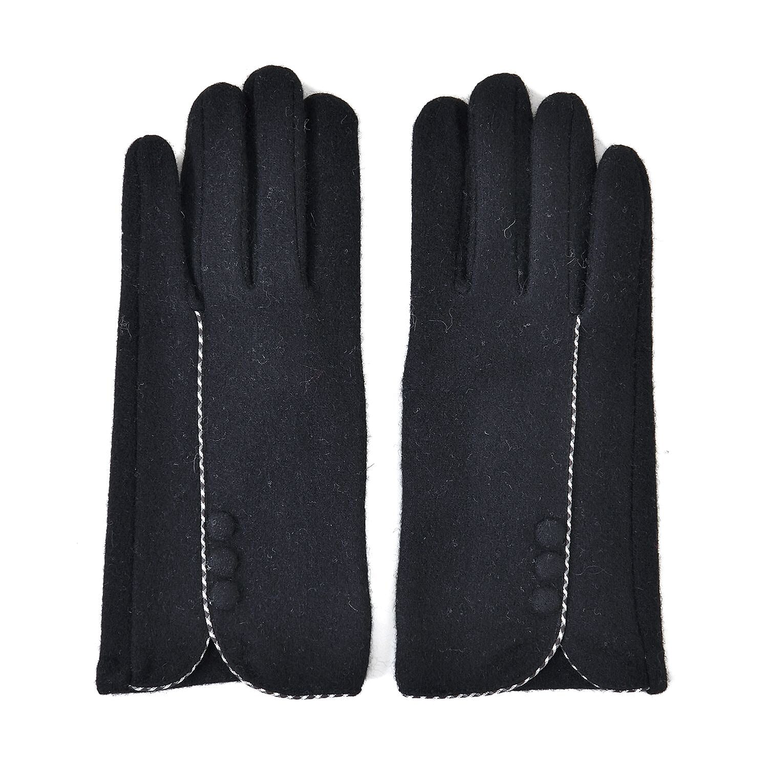 Cashmere Wool Winter Gloves - Black
