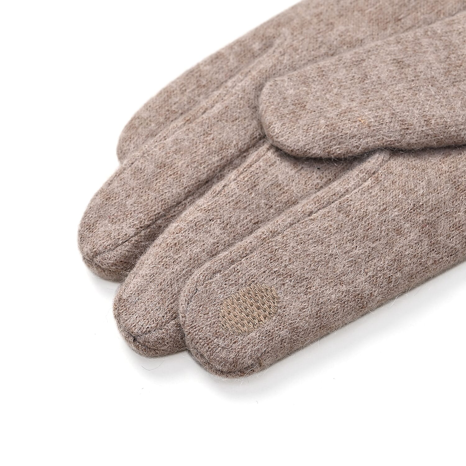 Luxurious Cashmere Beaded Gloves with Faux Fur Cuffs - Beige