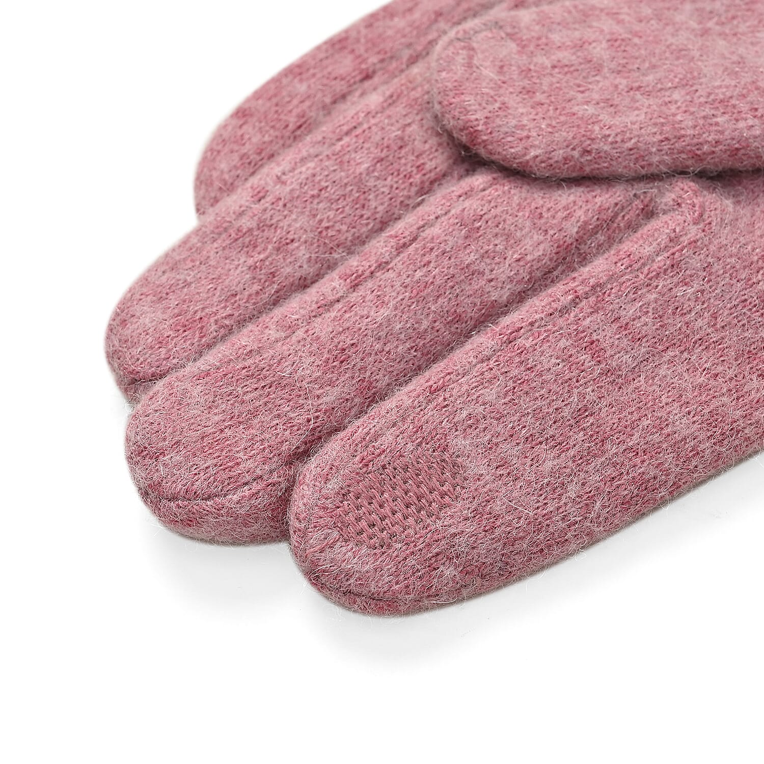 Luxurious Cashmere Beaded Gloves with Faux Fur Cuffs - Pink