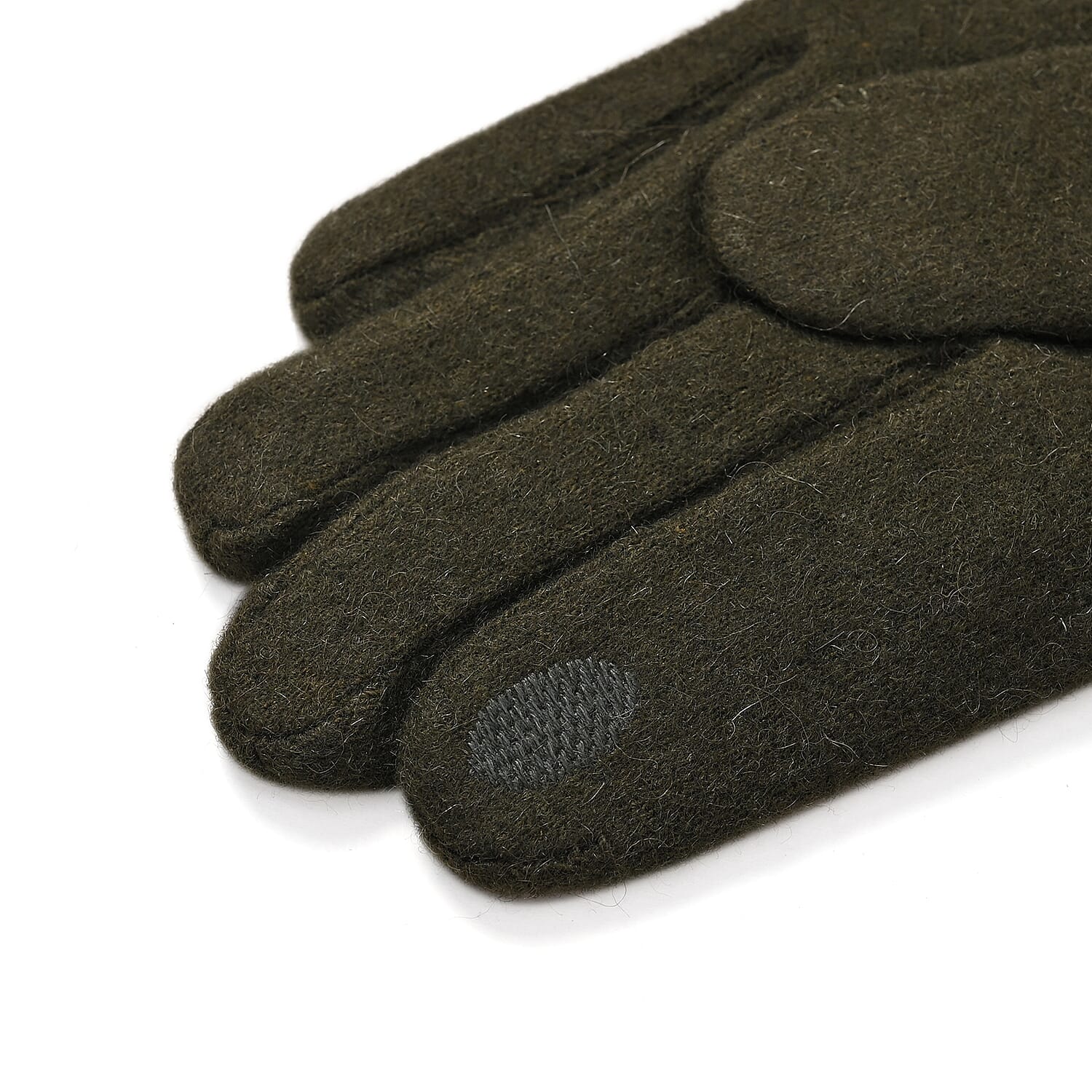Luxurious Cashmere Beaded Gloves with Faux Fur Cuffs - Olive