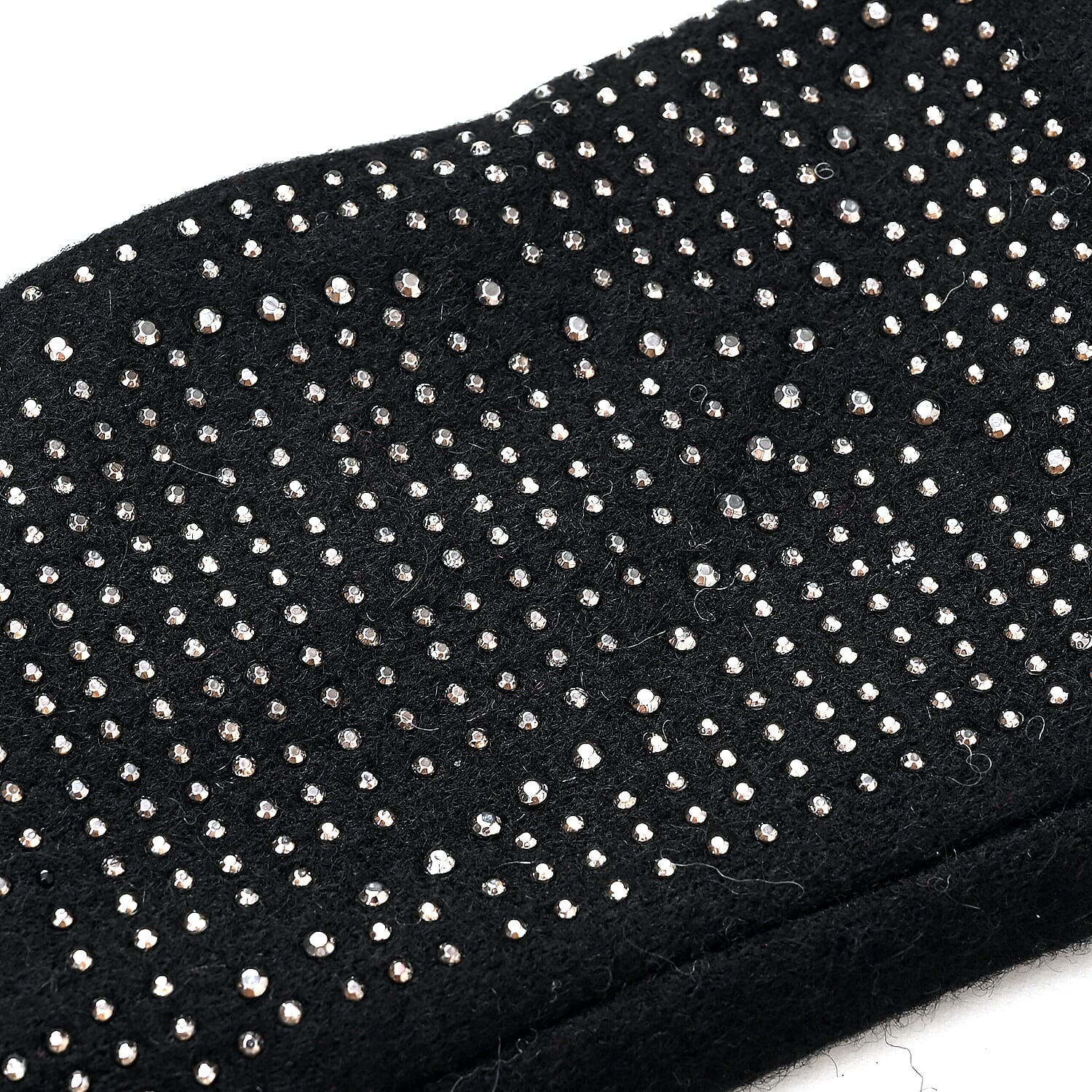 Cashmere Gloves with Rhinestone -Black
