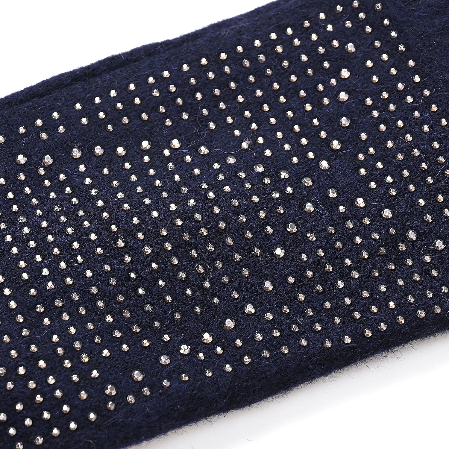 Cashmere Gloves with Rhinestone - Navy