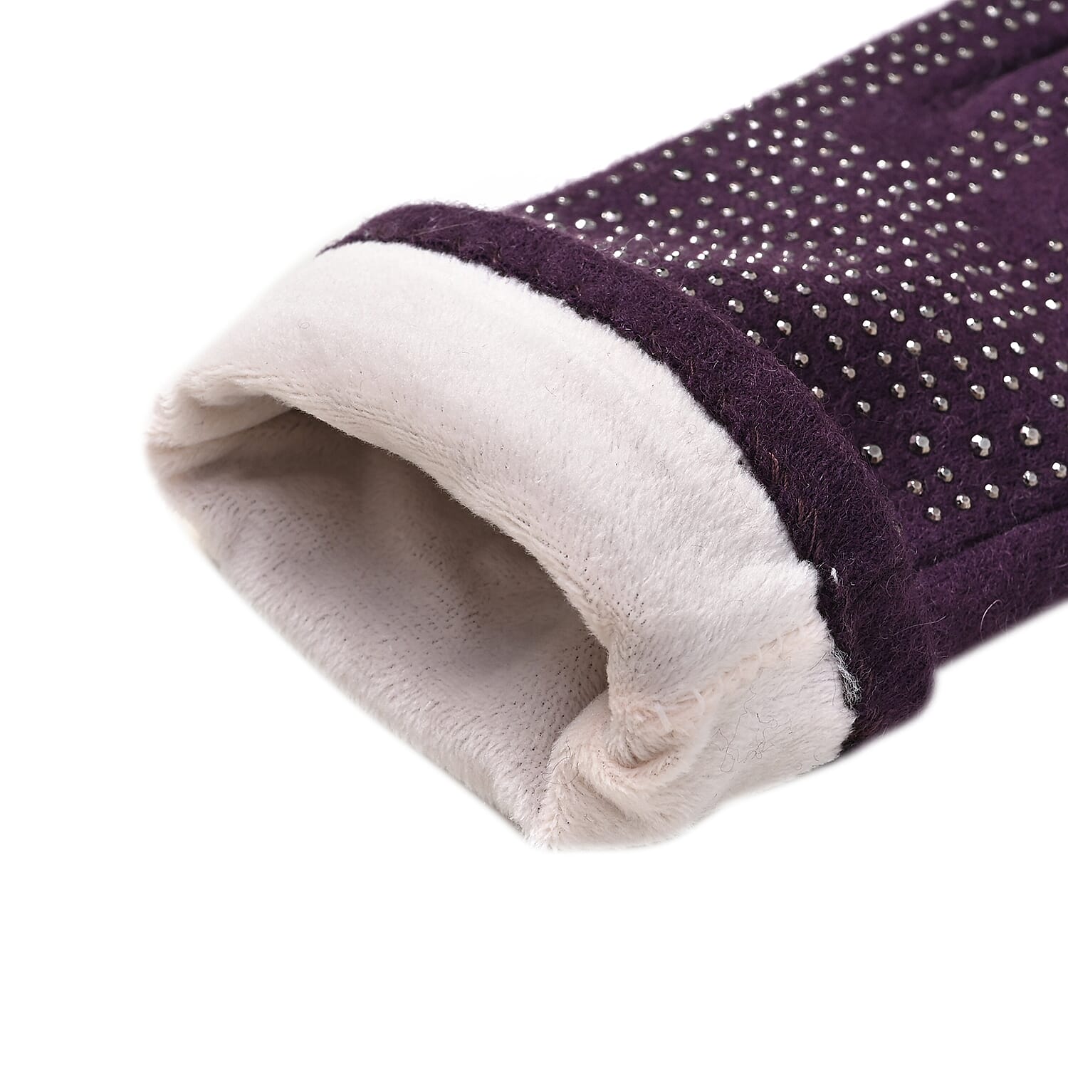 Cashmere Gloves with Rhinestone -Purple & Black