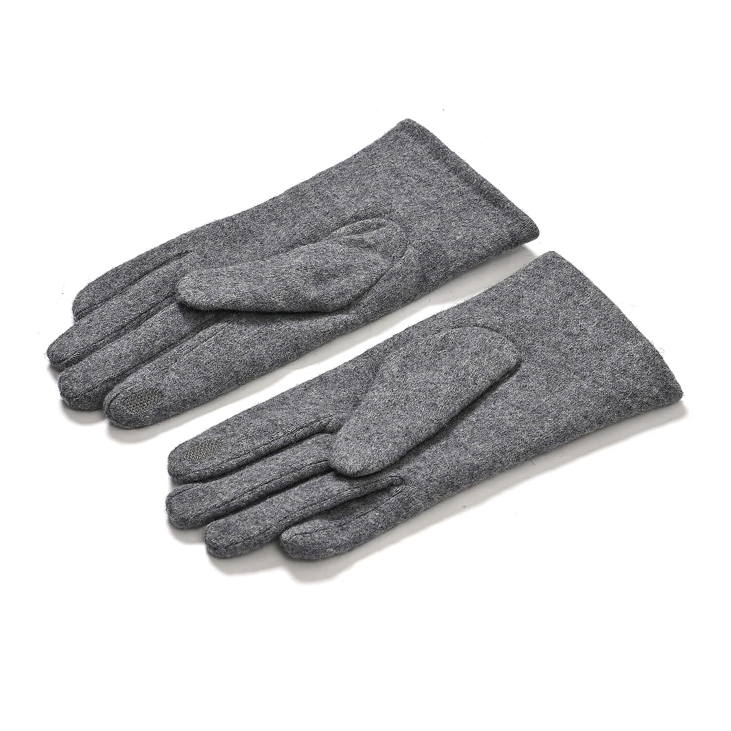 Elegant Cashmere Touch Screen Pearl Embellishments Gloves - Grey
