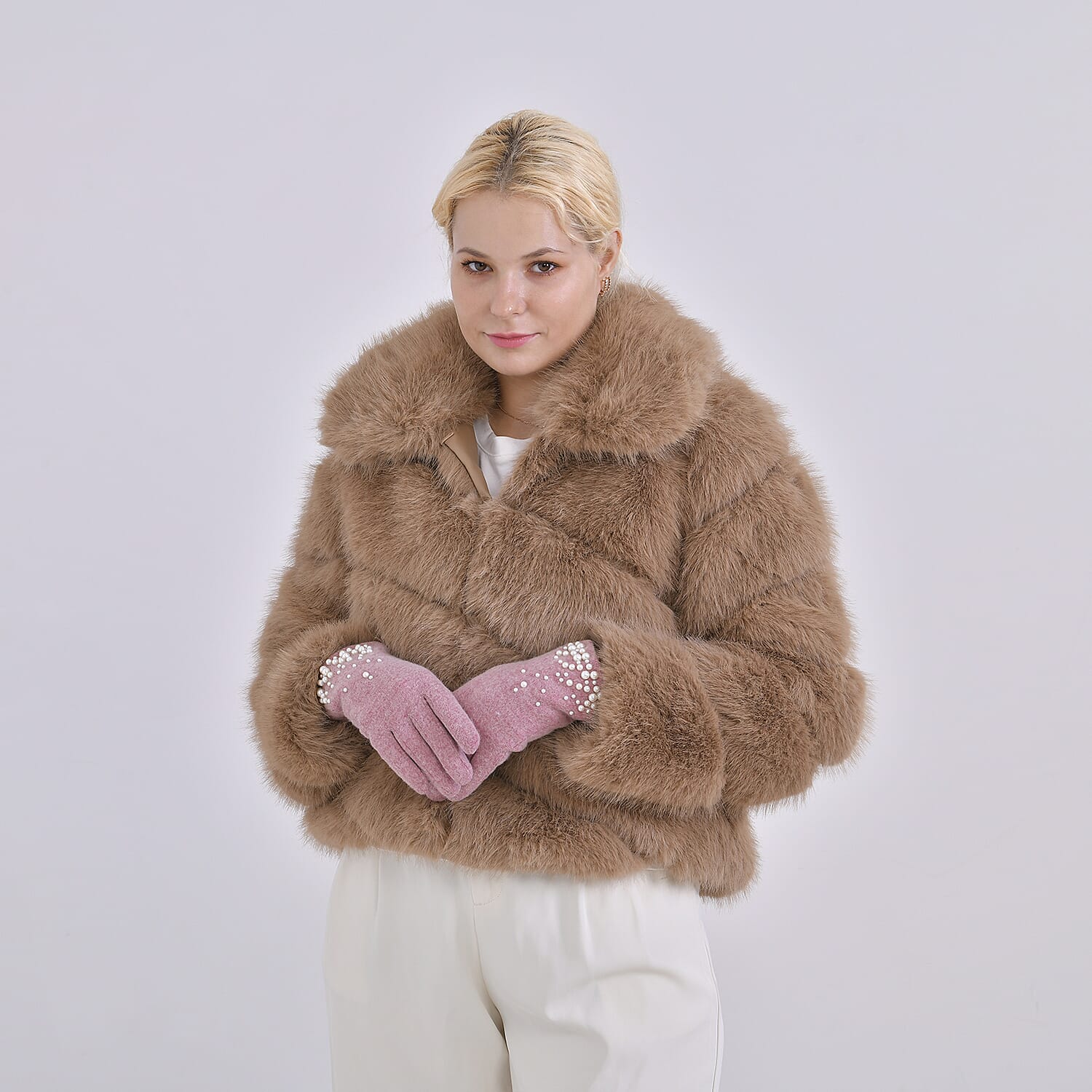 Gloves - 70% cashmere wool - One Size- Pink