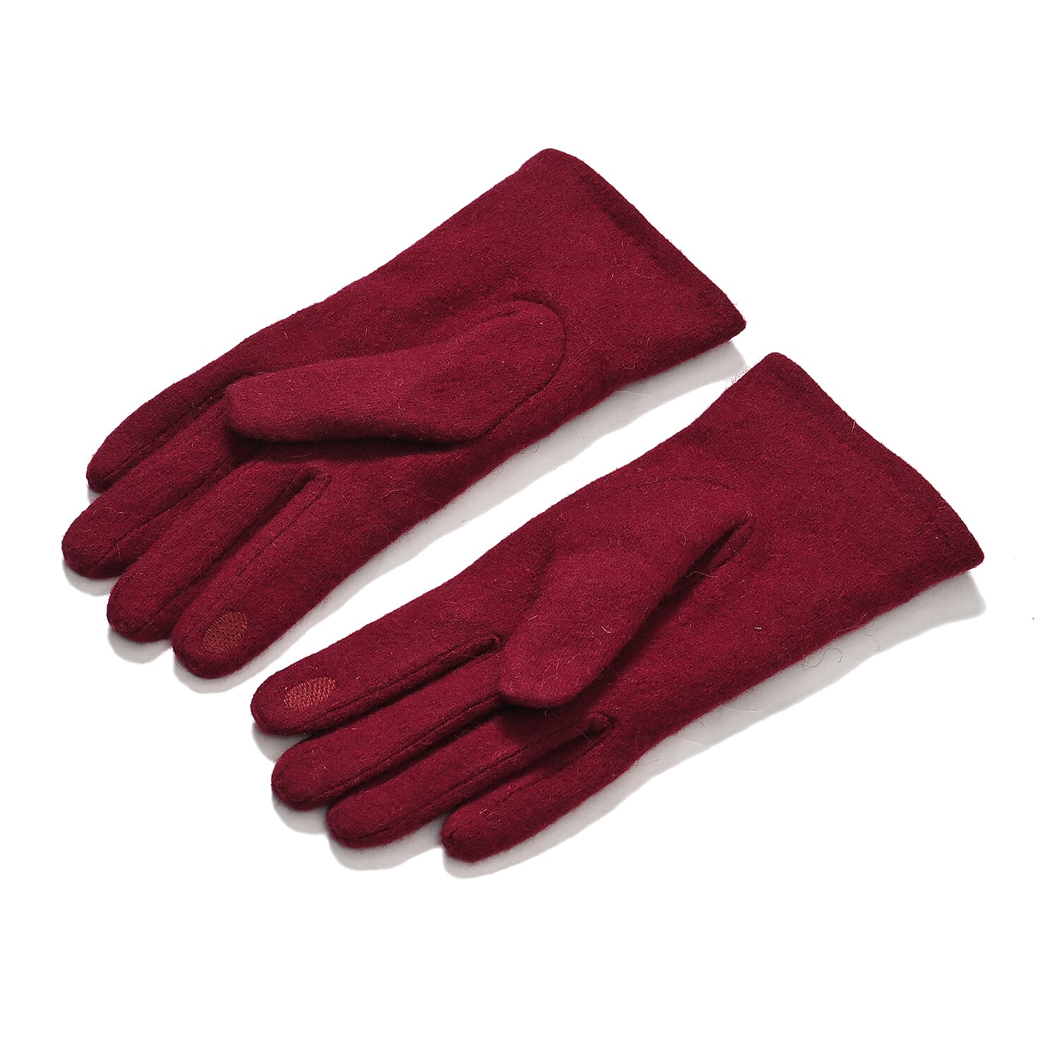 Elegant Cashmere Touch Screen Pearl Embellishments Gloves - Red