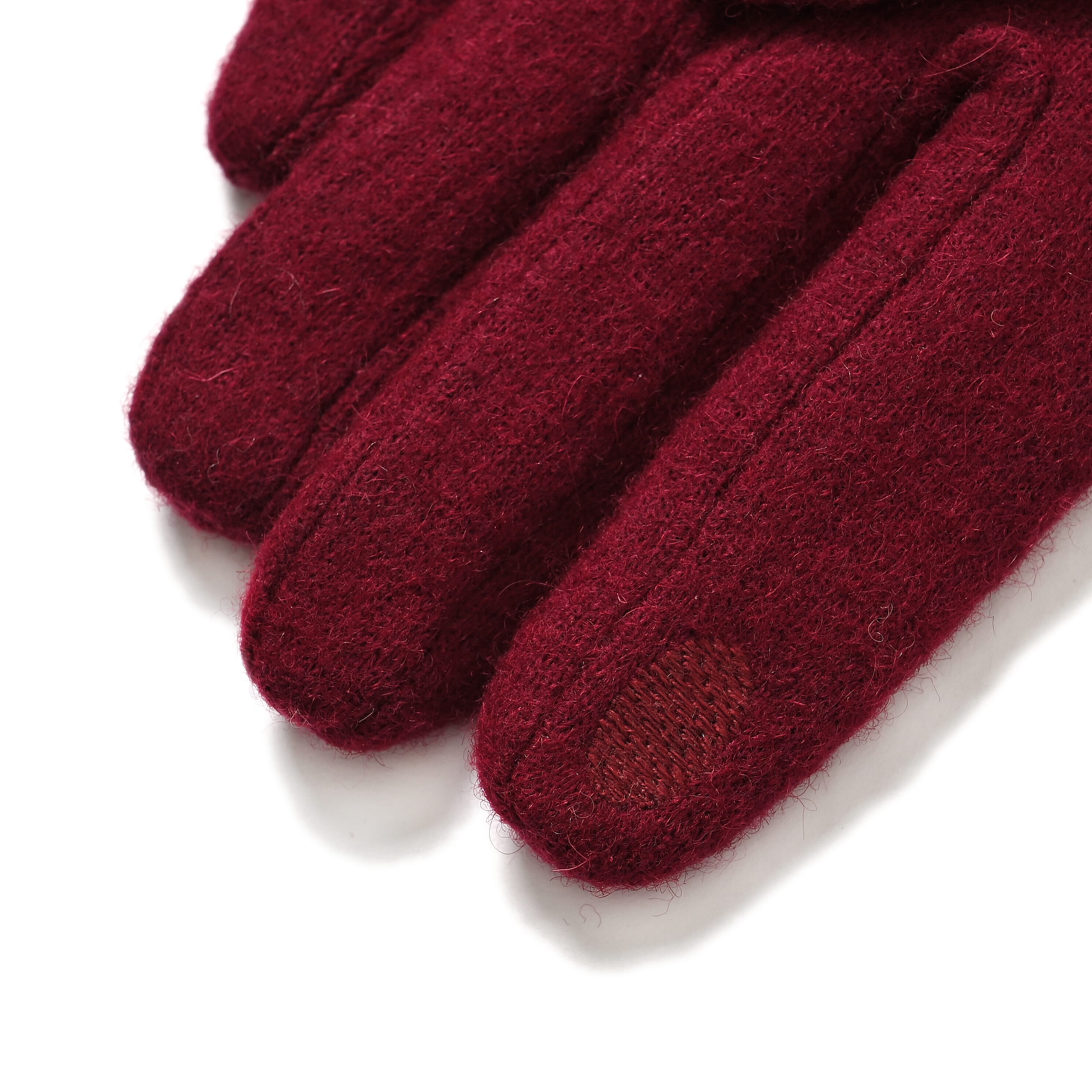 Elegant Cashmere Touch Screen Pearl Embellishments Gloves - Red