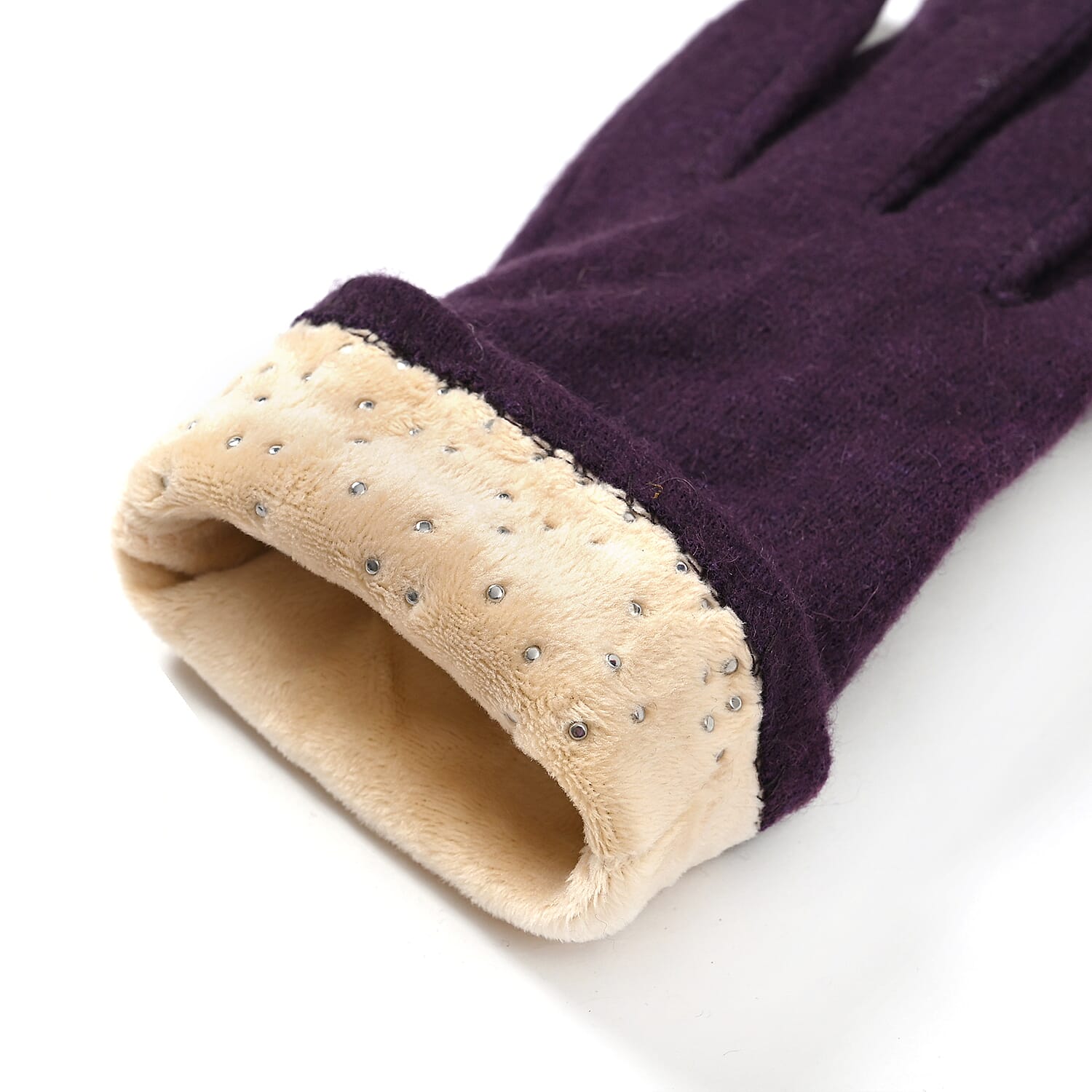 Gloves - 70% cashmere wool - One Size- Purple