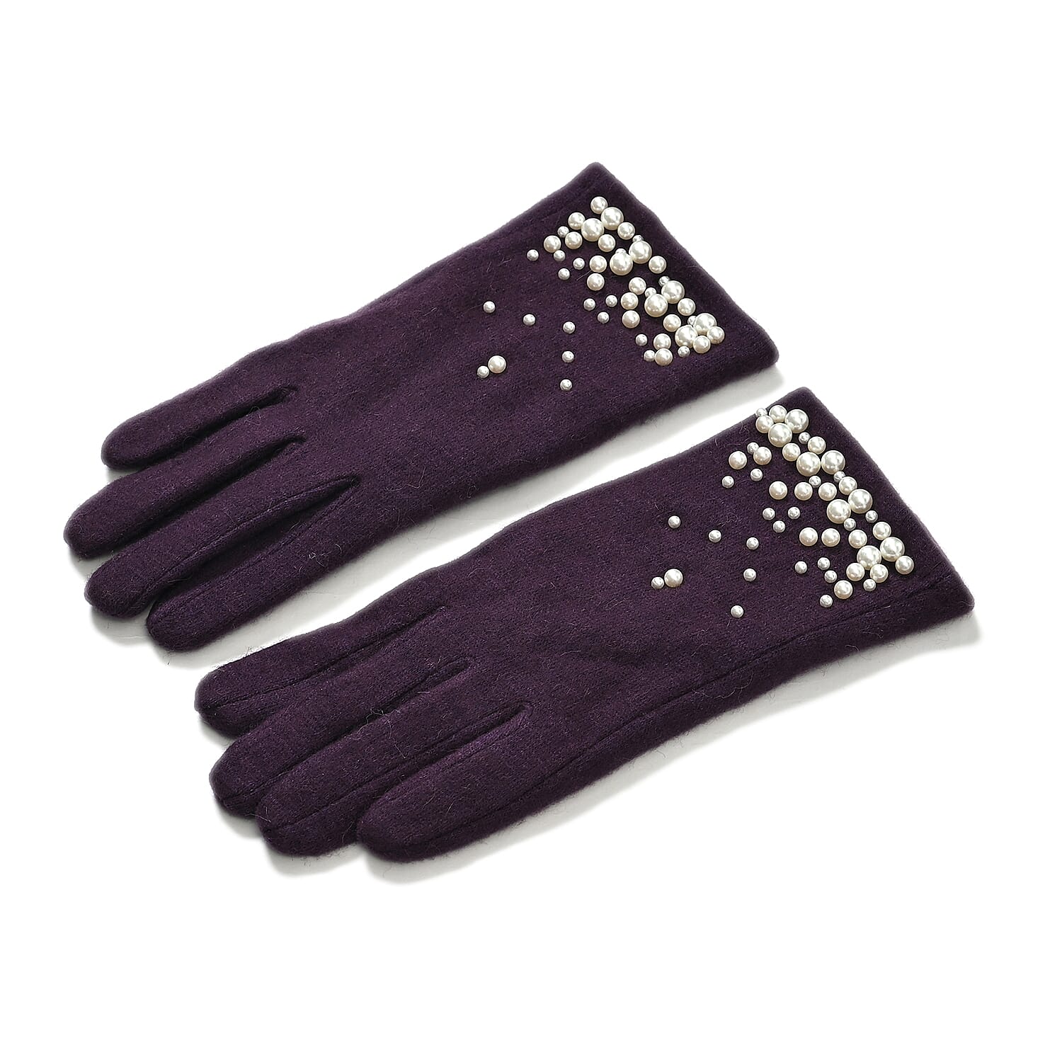 Gloves - 70% cashmere wool - One Size- Purple