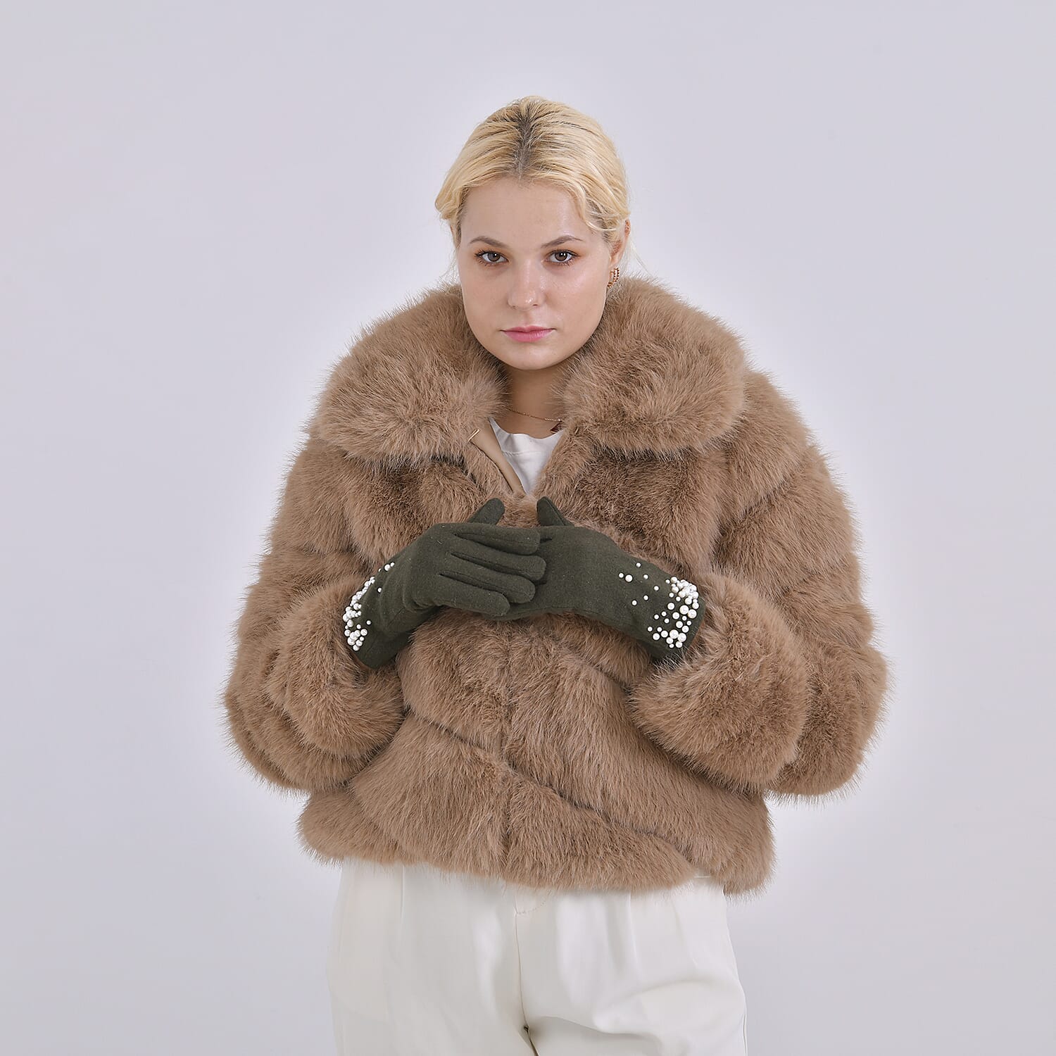 Gloves - 70% cashmere wool - One Size- Green