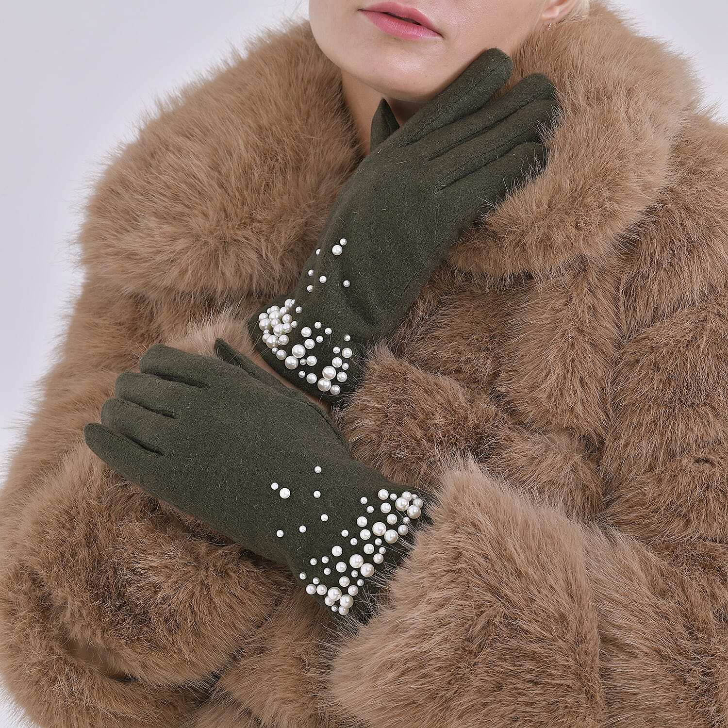 Gloves - 70% cashmere wool - One Size- Green