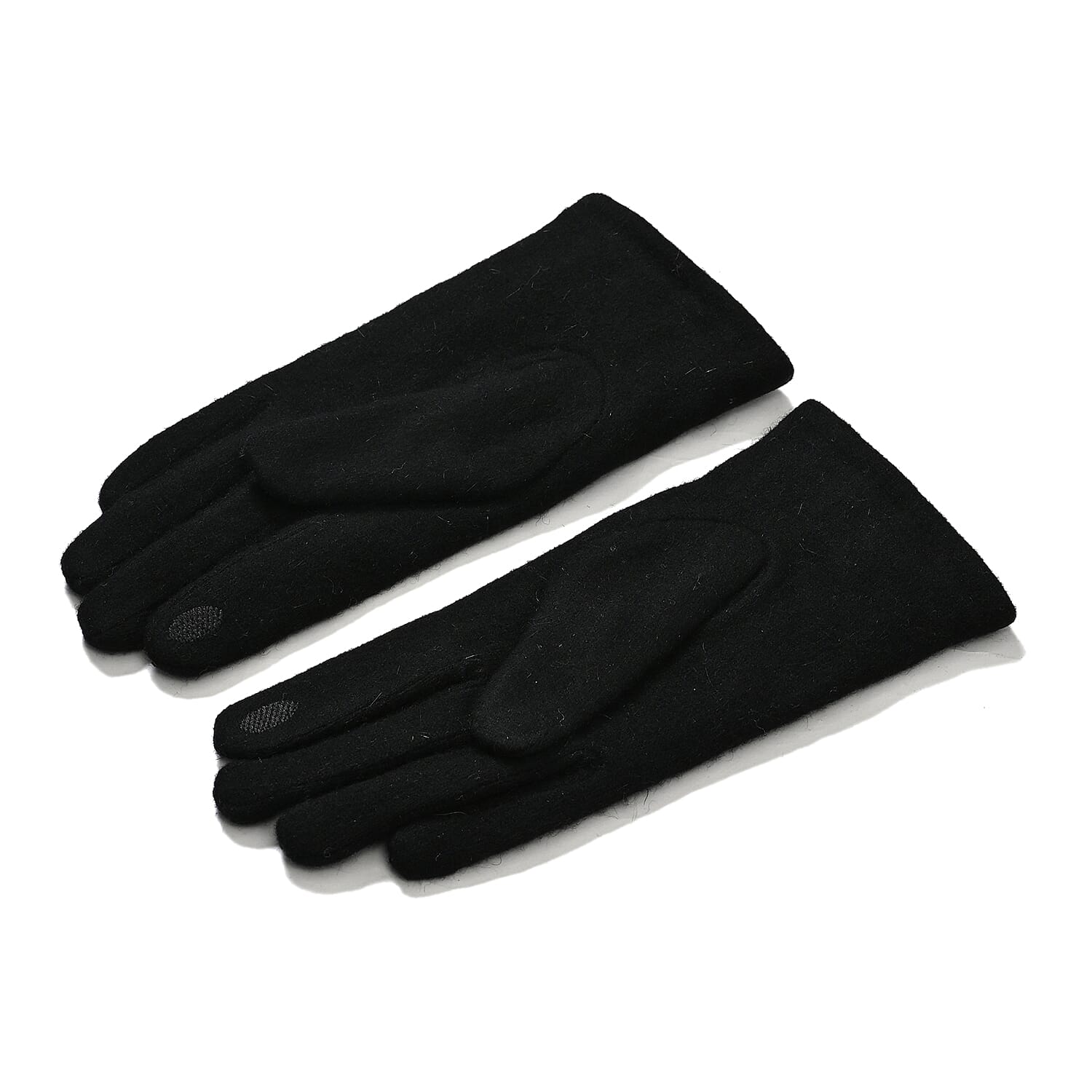 Elegant Cashmere Touch Screen Pearl Embellishments Gloves - Black
