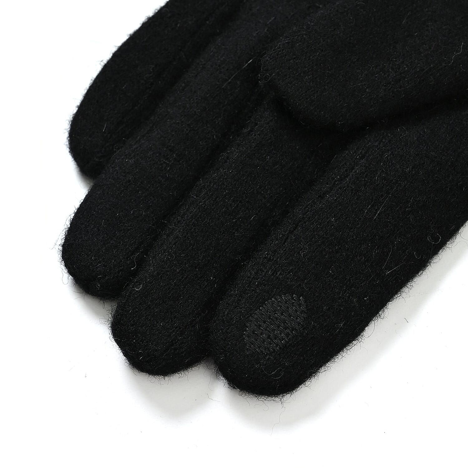 Elegant Cashmere Touch Screen Pearl Embellishments Gloves - Black