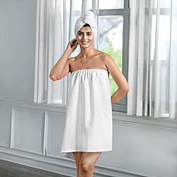 Soft - Comfortable Microfiber Bath and Hair Wrap Cap Set - White