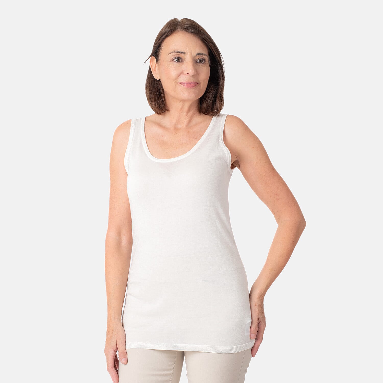 Geox Ladies Fine Gauge Tank Top (Size M) - Off White