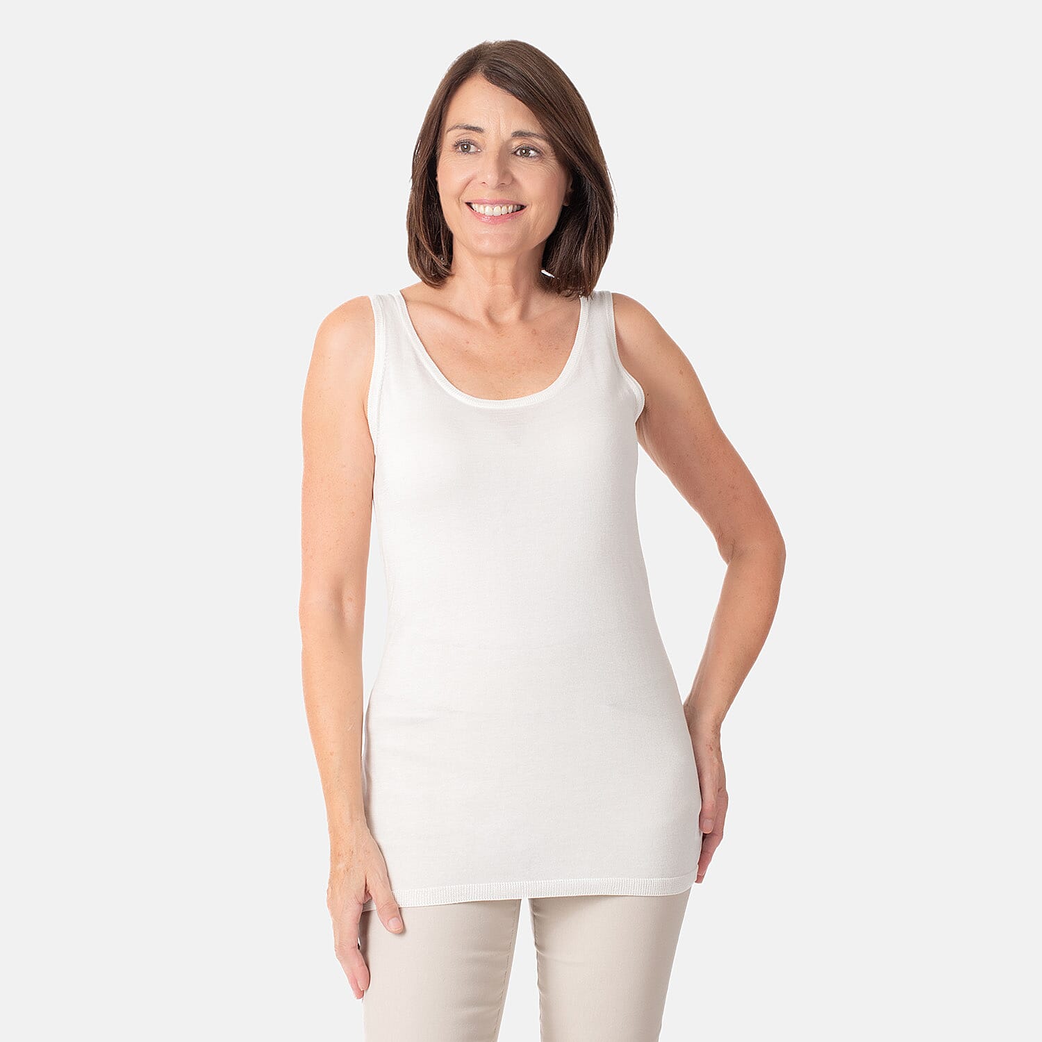 Geox Ladies Fine Gauge Tank Top (Size M) - Off White