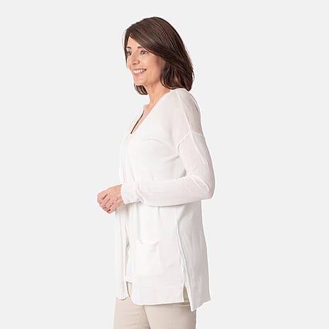 Geox Ladies Fine Gauge Cardigan (Size M) - Off White