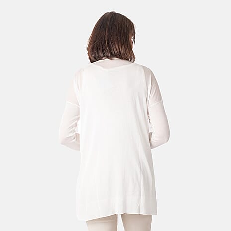 Geox Ladies Fine Gauge Cardigan (Size M) - Off White