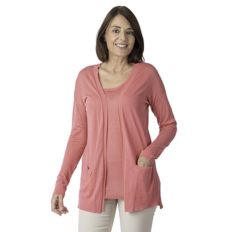 Geox Ladies Fine Gauge Cardigan (Size L) - Dark Begonnia