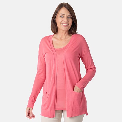 Geox Ladies Fine Gauge Cardigan (Size M) - Dark Begonnia