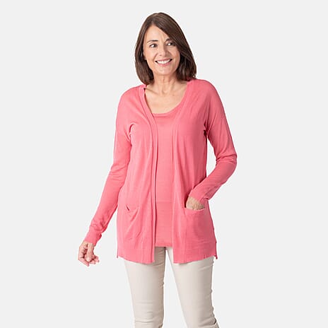 Geox Ladies Fine Gauge Cardigan (Size M) - Dark Begonnia