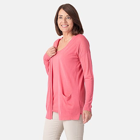 Geox Ladies Fine Gauge Cardigan (Size M) - Dark Begonnia