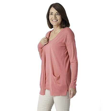 Geox Ladies Fine Gauge Cardigan (Size XS) - Dark Begonnia