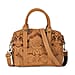 Genuine Leather Convertible Vintage Style Bag with Embossed Damask