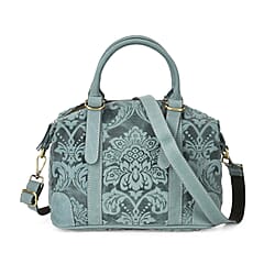 Genuine Leather Convertible Vintage Style Bag with Embossed Damask