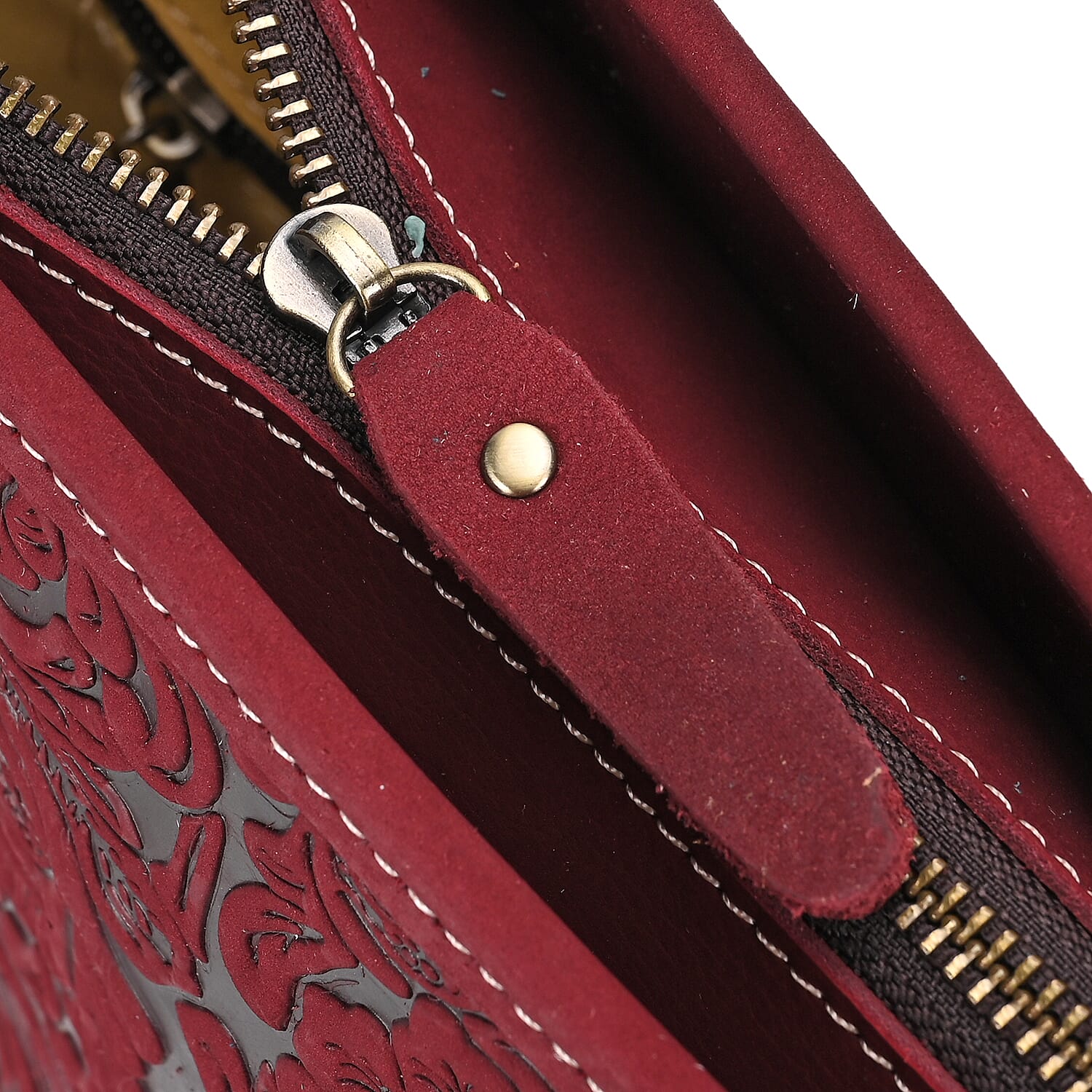 Genuine Leather Tote Bag (Size 38x30x9 cm) - Burgundy Genuine Leather Tote Bag (Size 38x30x9 cm) - Burgundy