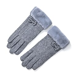 Cashmere-Blend Winter Gloves with Faux Fur Trim and Bow Detail - Touchscreen Friendly