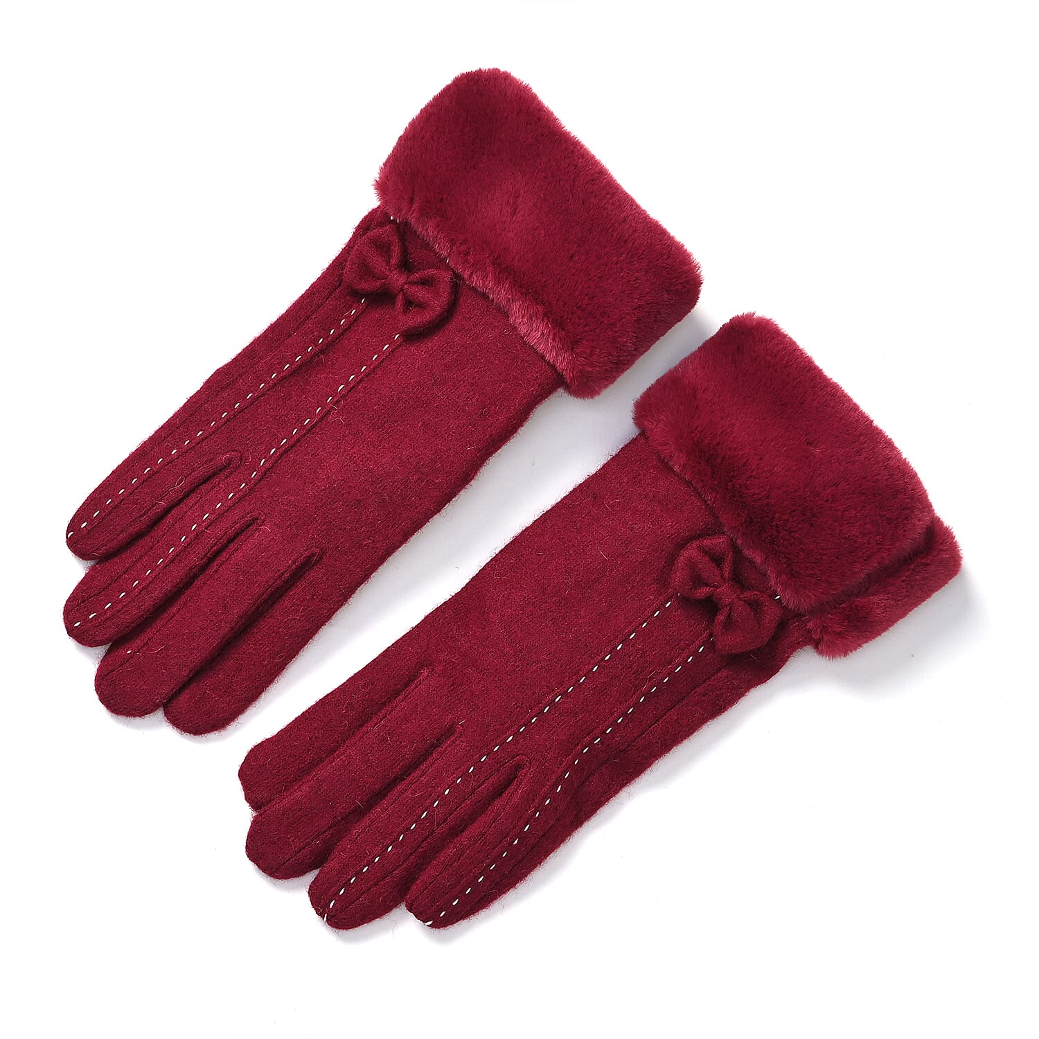 Cashmere Wool Winter Gloves - Red