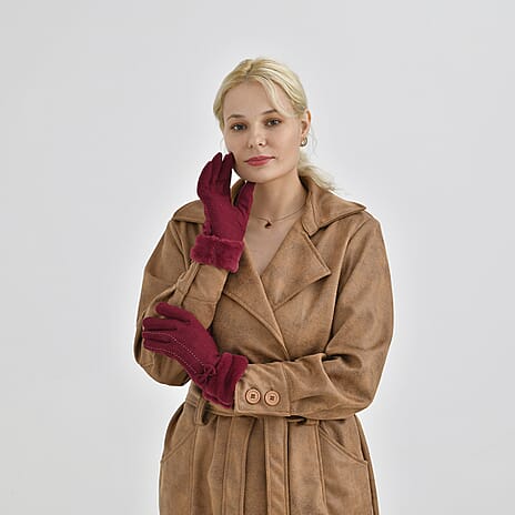 One Time Closeout - Cashmere Wool Gloves (24 x 9cm) - Red