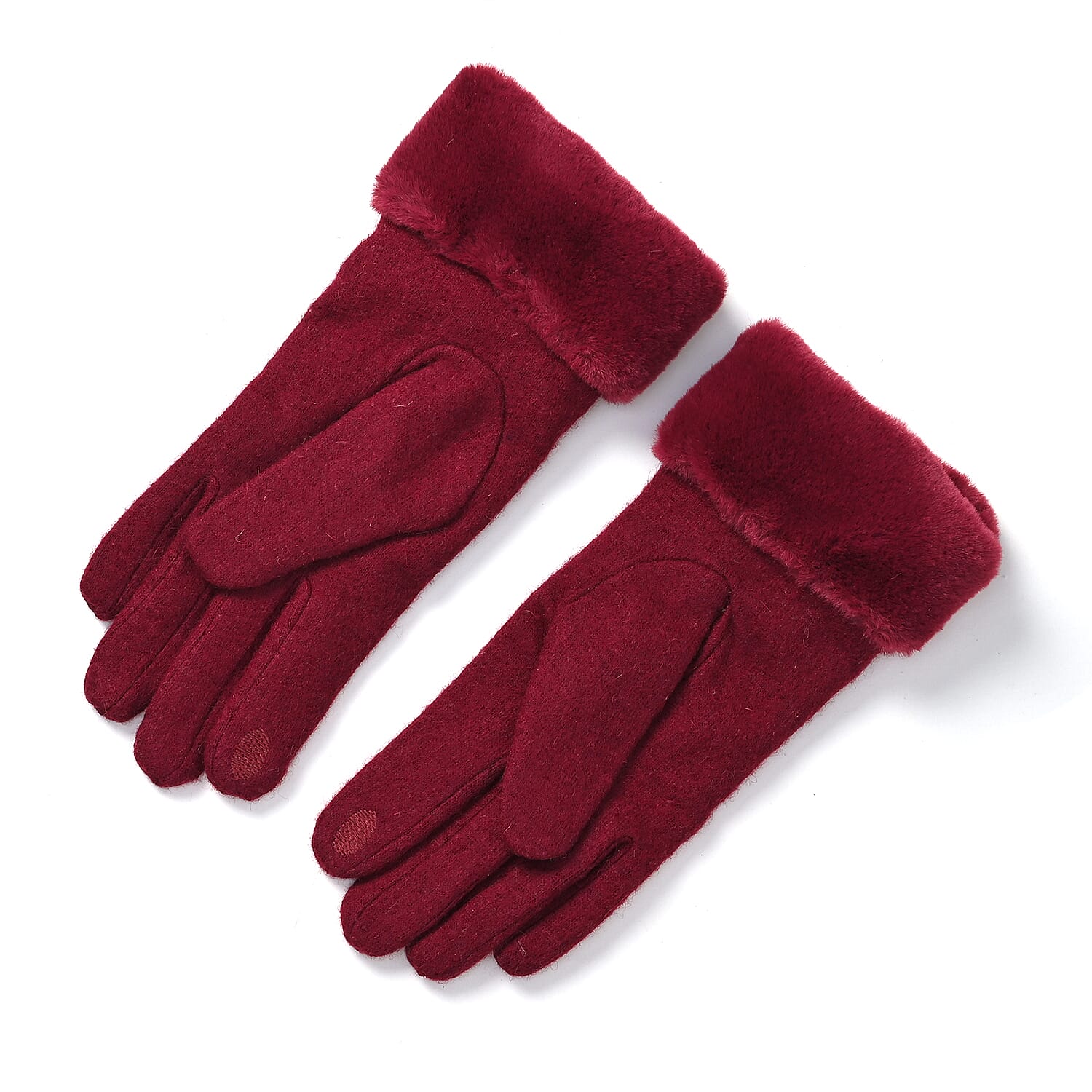 Cashmere Wool Winter Gloves - Red