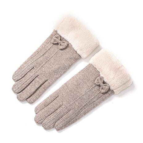 One Time Closeout - Cashmere Wool Gloves (24 x 9cm) - Beige
