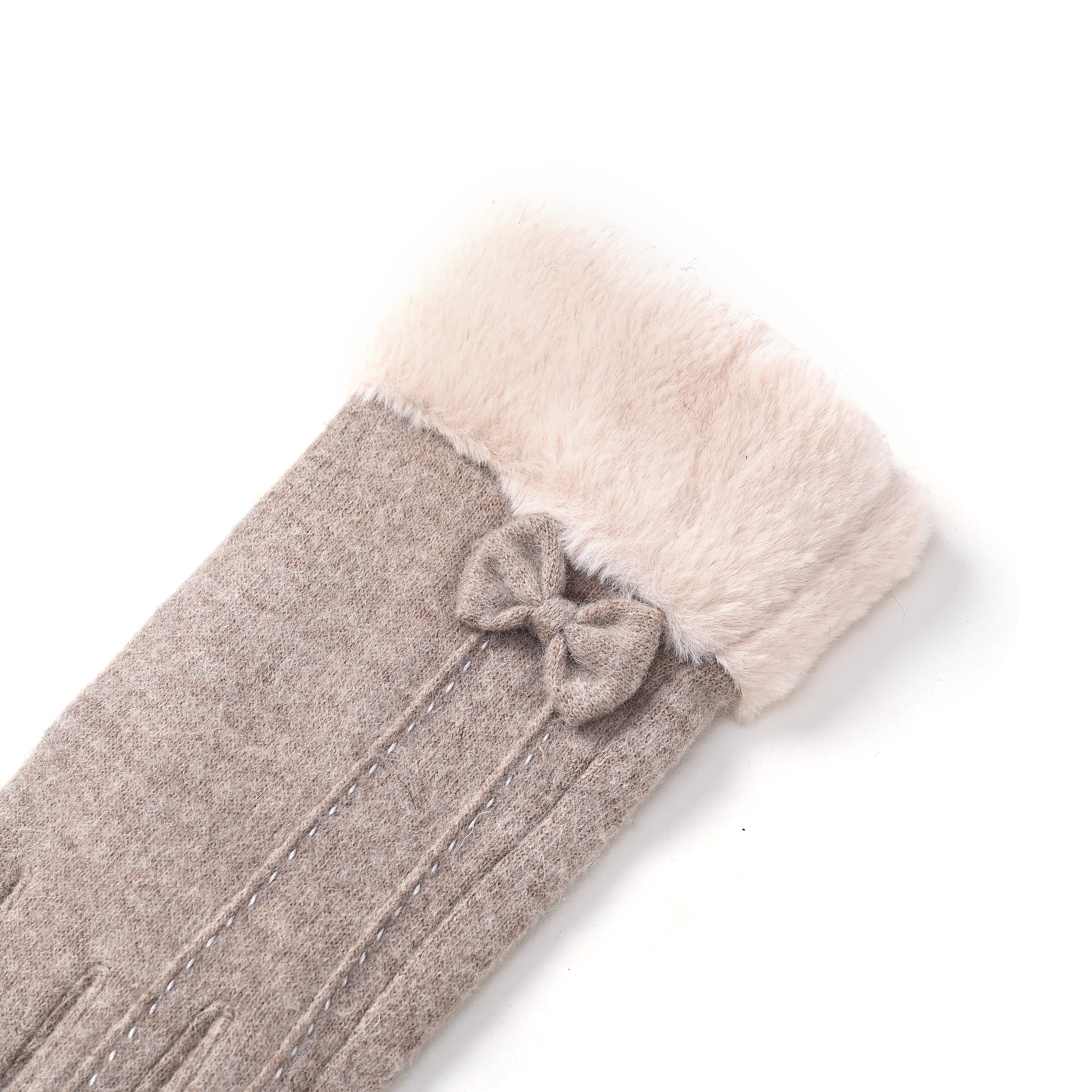 Cashmere Wool Winter Gloves - Beige