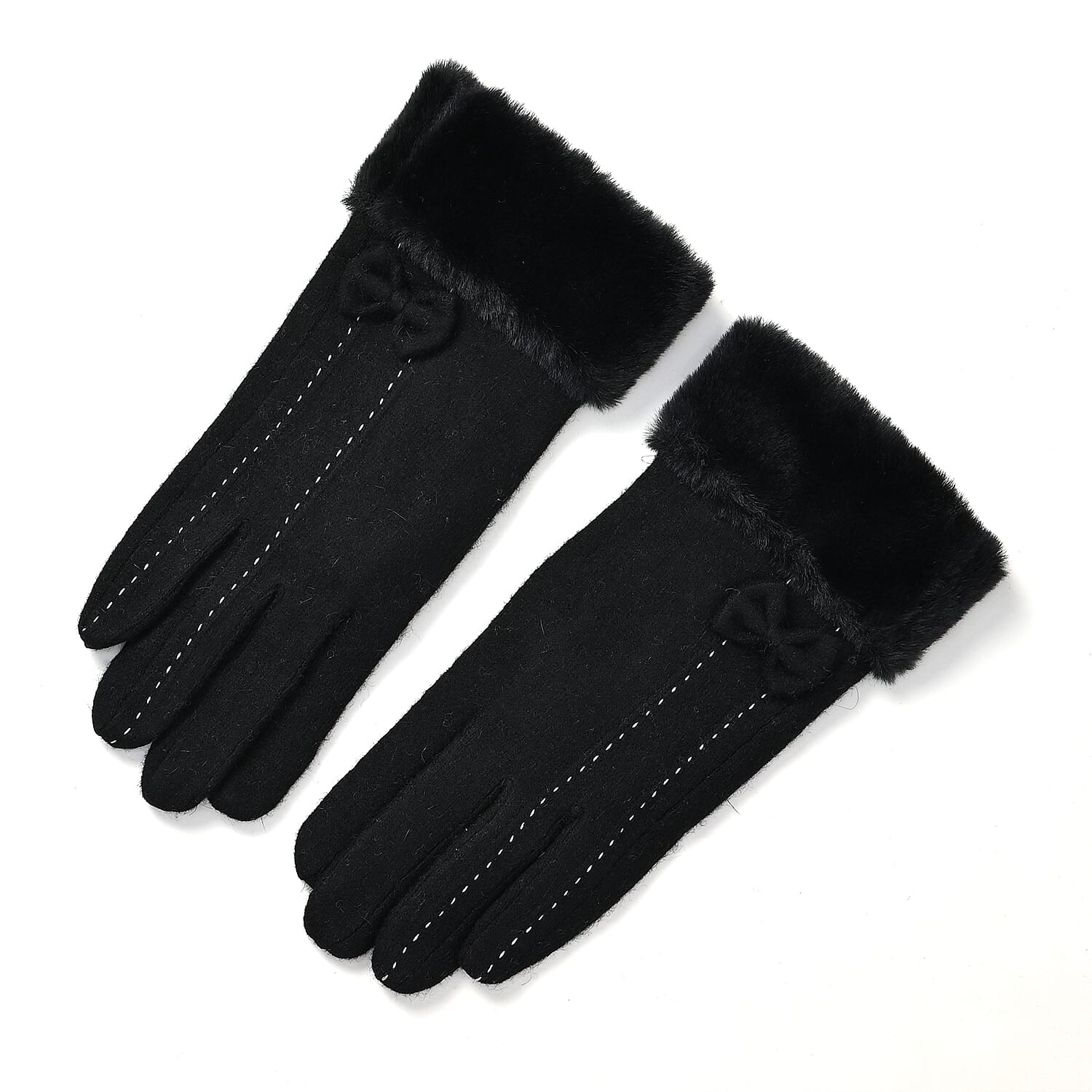 Cashmere Wool Gloves One Size- Black
