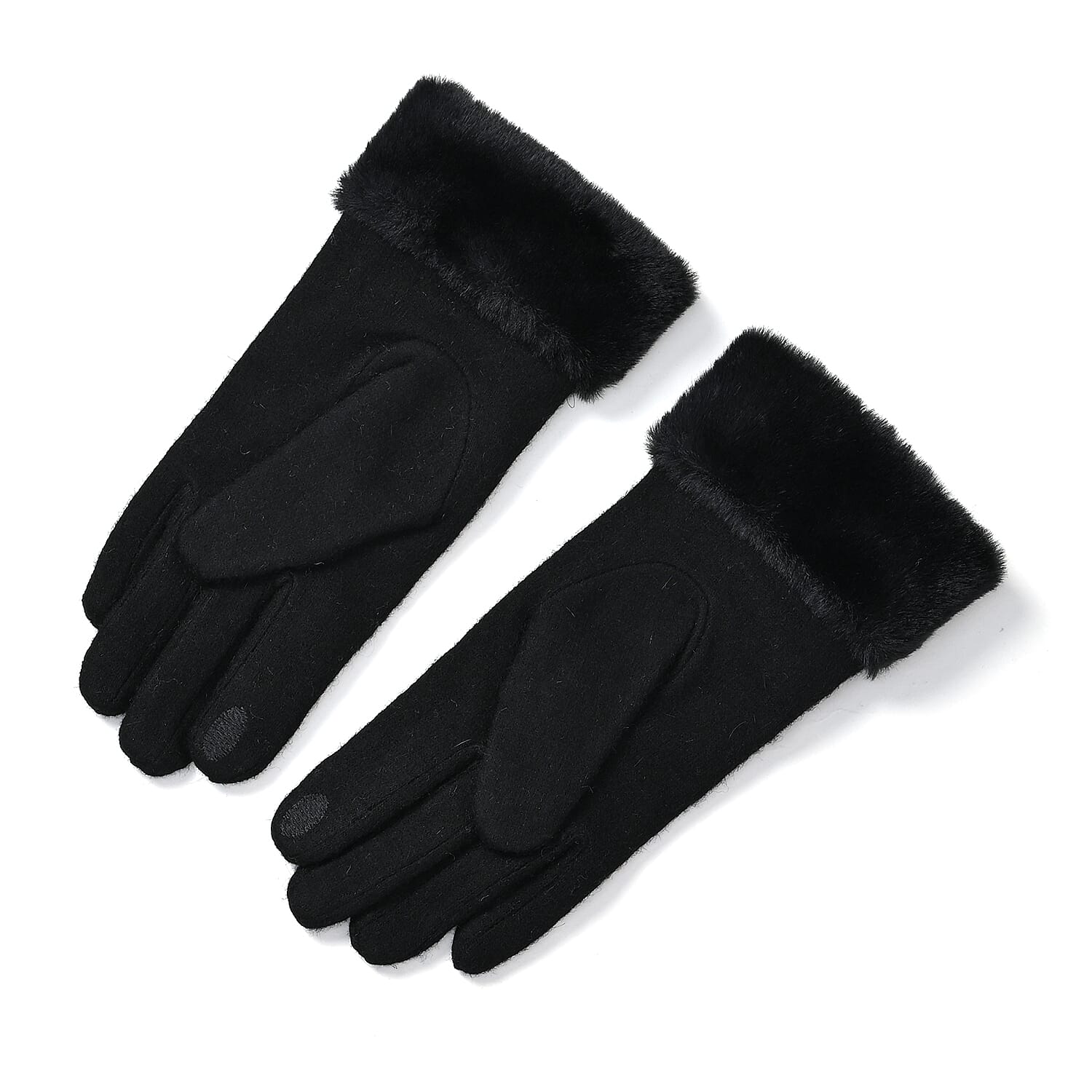 Cashmere Wool Gloves One Size- Black