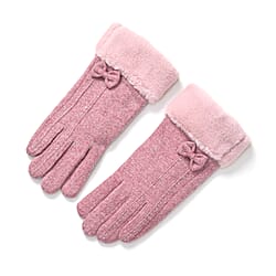 Cashmere-Blend Winter Gloves with Faux Fur Trim and Bow Detail - Touchscreen Friendly