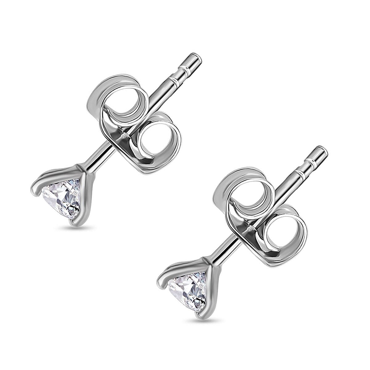 Moissanite Stud Earrings in Platinum Overlay Sterling Silver