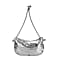 Leatherette Weave Pattern Crossbody Bag - Silver