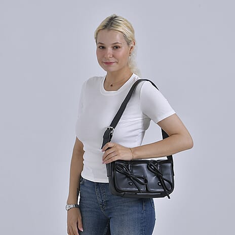 Stylish Bowknot Design Crossbody Bag (Size 27x8x12 cm) - Black