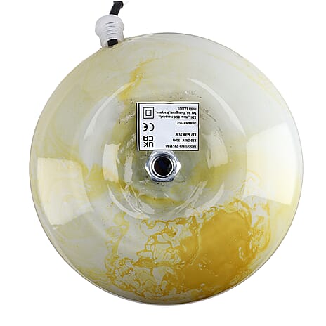 Glass Marble Printed Table Lamp with Inline Switch E 27 Holder - White