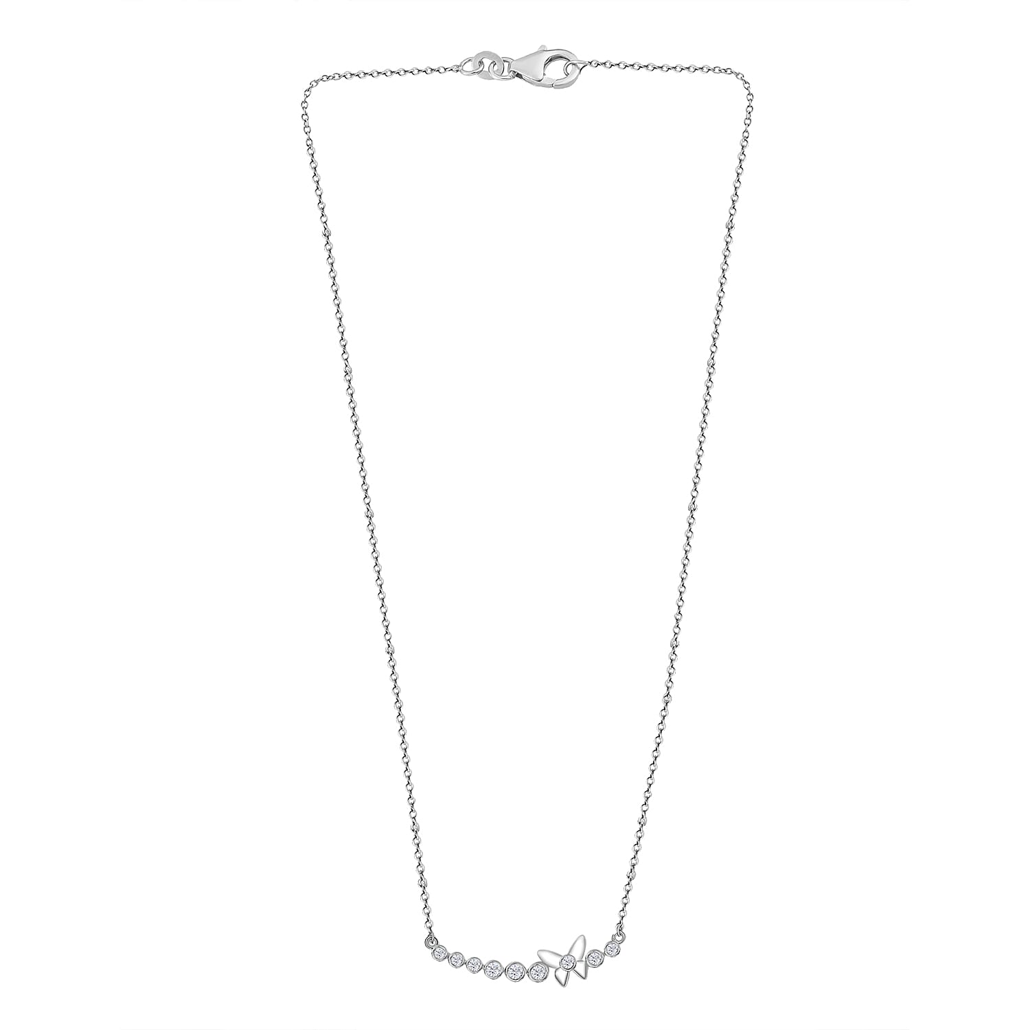 Moissanite  Fancy Necklace (Size - 20) in rhodium Sterling Silver 0.40 ct  0.430  Ct.