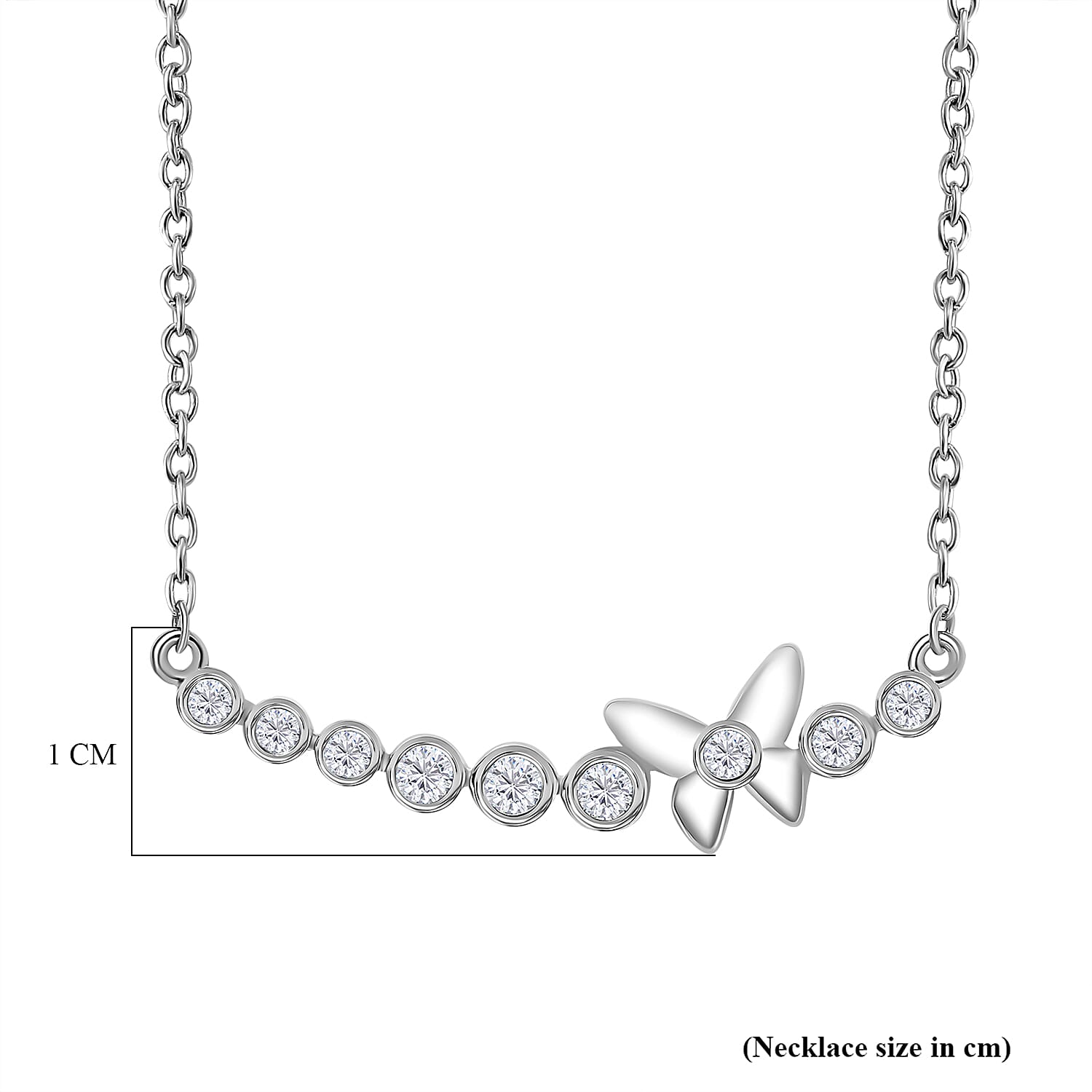 Moissanite  Fancy Necklace (Size - 20) in rhodium Sterling Silver 0.40 ct  0.430  Ct.