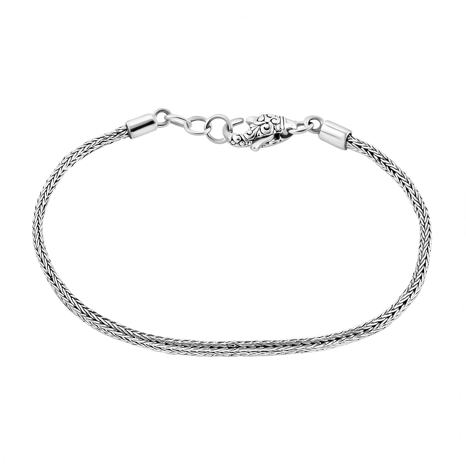 Royal Bali Collection - Sterling Silver Tulang Naga Bracelet (Size - 7.5),  Silver Wt. 7 Gms