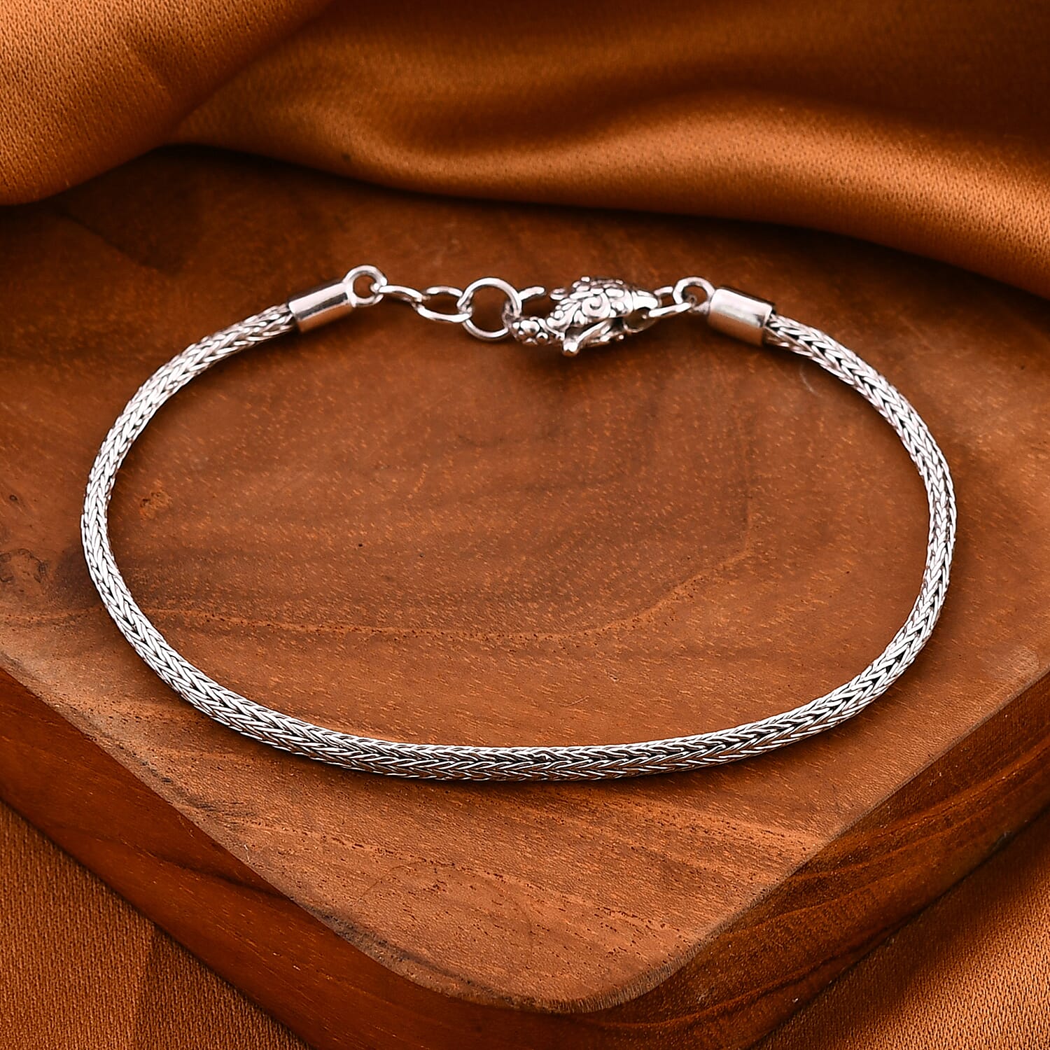 Royal Bali Collection - Sterling Silver Tulang Naga Bracelet (Size - 7.5),  Silver Wt. 7 Gms