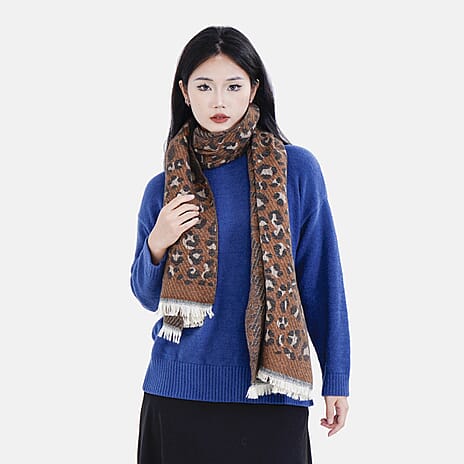 Closeout Deal Leopard Pattern Super Soft Shawl (One Size, 200x68cm) - Brown